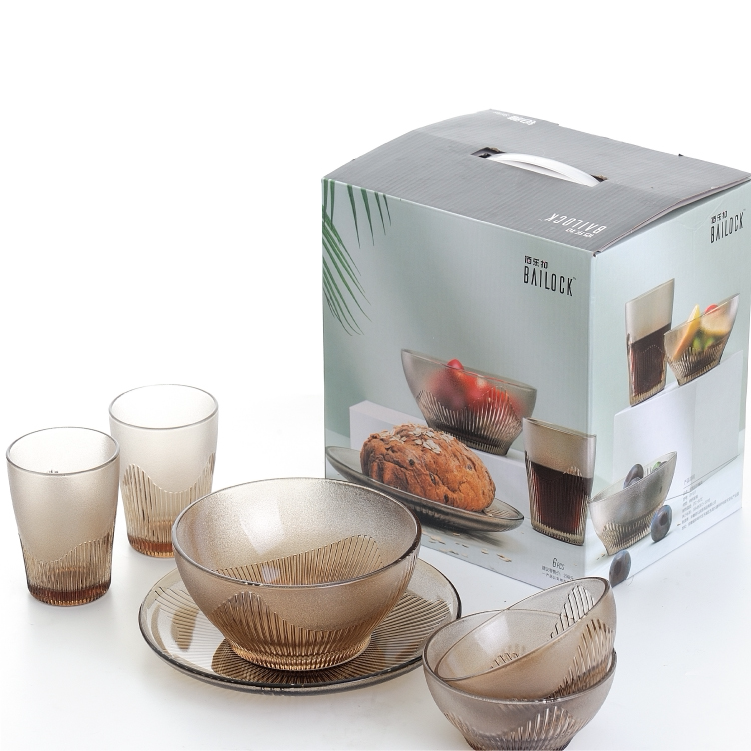 佰乐扣 铂雅系列餐具礼盒 钠钙玻璃碗碟杯子套装礼品 可定制