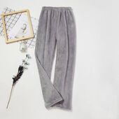 纯色柔软家居服裤 加厚保暖裤 子 冬季 松紧腰法兰绒睡裤