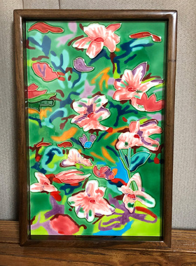 进门玄关装饰画新中式橙色柿子画走廊过道竖版挂画中国风古典壁画