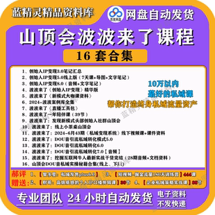 2024新6月波波来了山顶会全套课程创始人IP变现私域流量运营实战