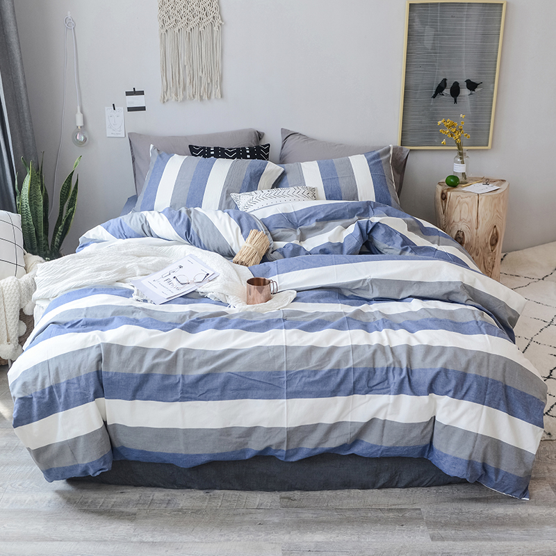 色织床单款四件套水洗棉北欧全棉