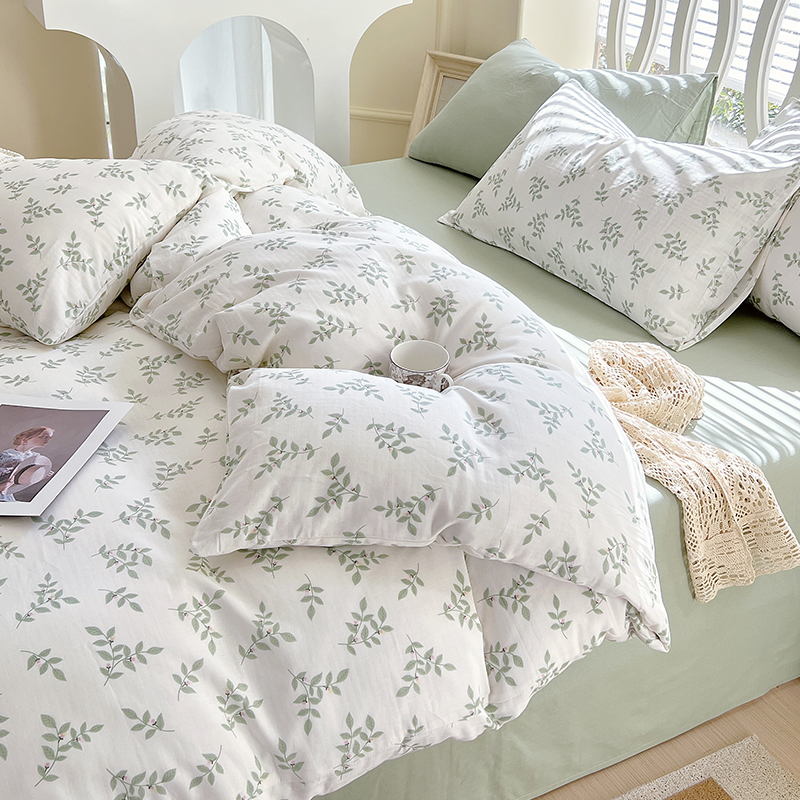 双层纱全棉春秋四件套田园小清新