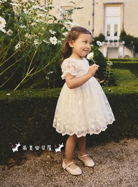 NEXT英国女童装正品26春夏女宝白色蕾丝绣花宴会礼服裙连衣裙