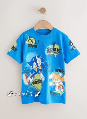 NEXT英国童装正品26夏男大童卡通音速小子刺猬索尼克纯棉短袖T恤