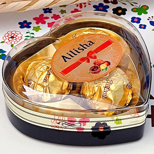 爱丽莎3粒金色巧克力心形礼盒果仁脆皮夹心公司团购结婚喜糖送礼