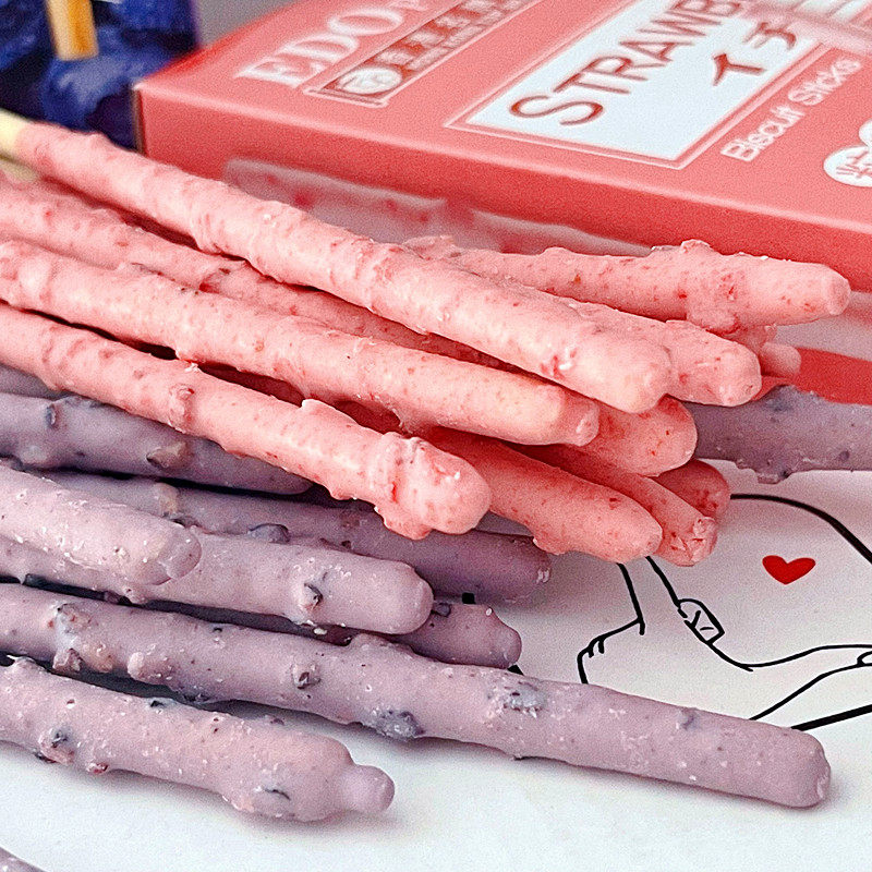 EDO pack巧克力涂层饼干条36g粒粒草莓蓝莓味棒棒长条饼休闲零食