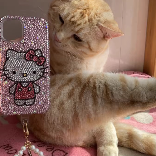 卡通猫新款水钻苹果华为其他品牌