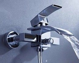 入墙挂墙式瀑布带手持花洒浴缸全铜冷热浴室淋浴混水阀双控水龙头图片