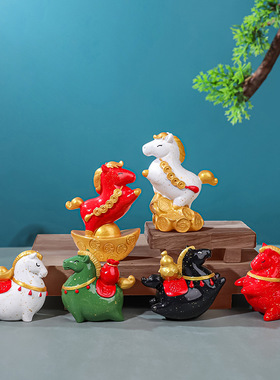 新年可爱国潮生肖马摆件