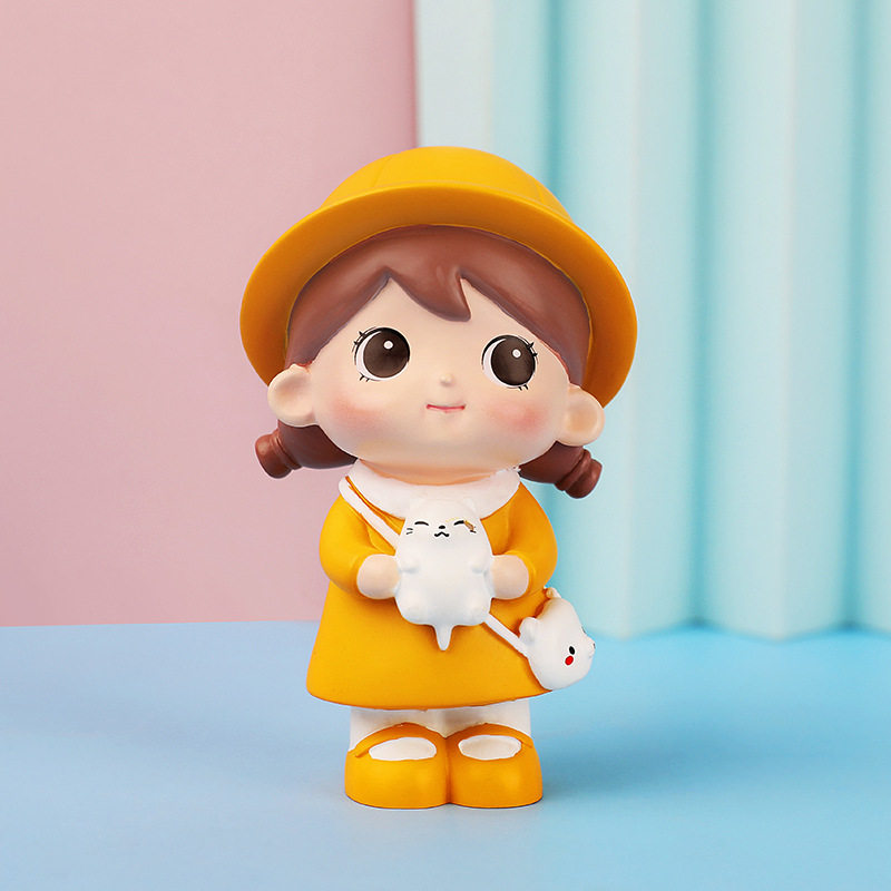 创意可爱礼物卡通男孩女孩一对网红蛋糕小公仔摆件桌面迷你小人偶