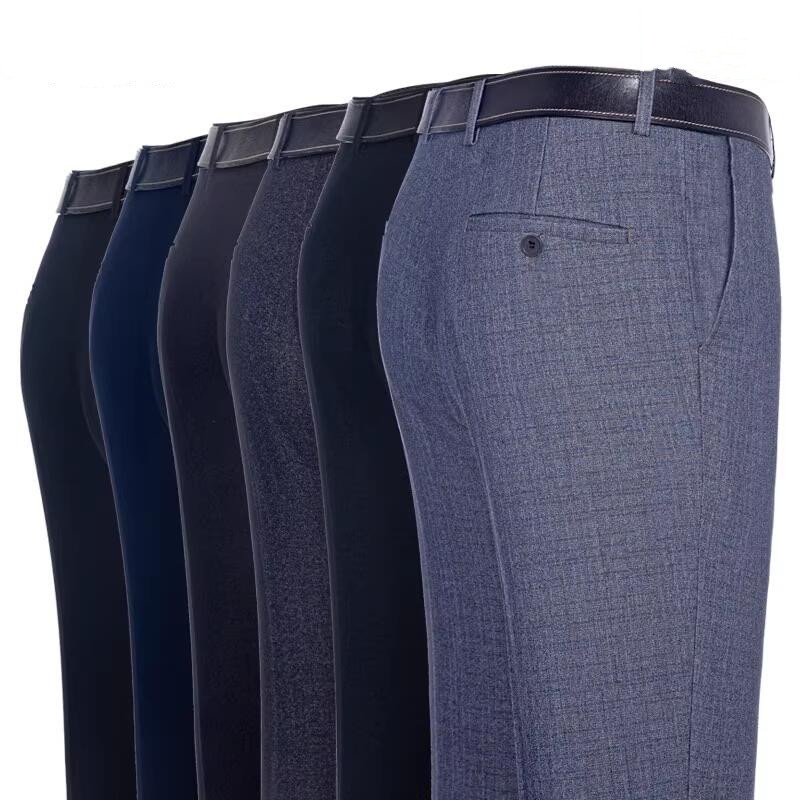 步森羊毛西裤男秋冬厚款宽松直筒休闲高腰深档免烫正装高档西装裤
