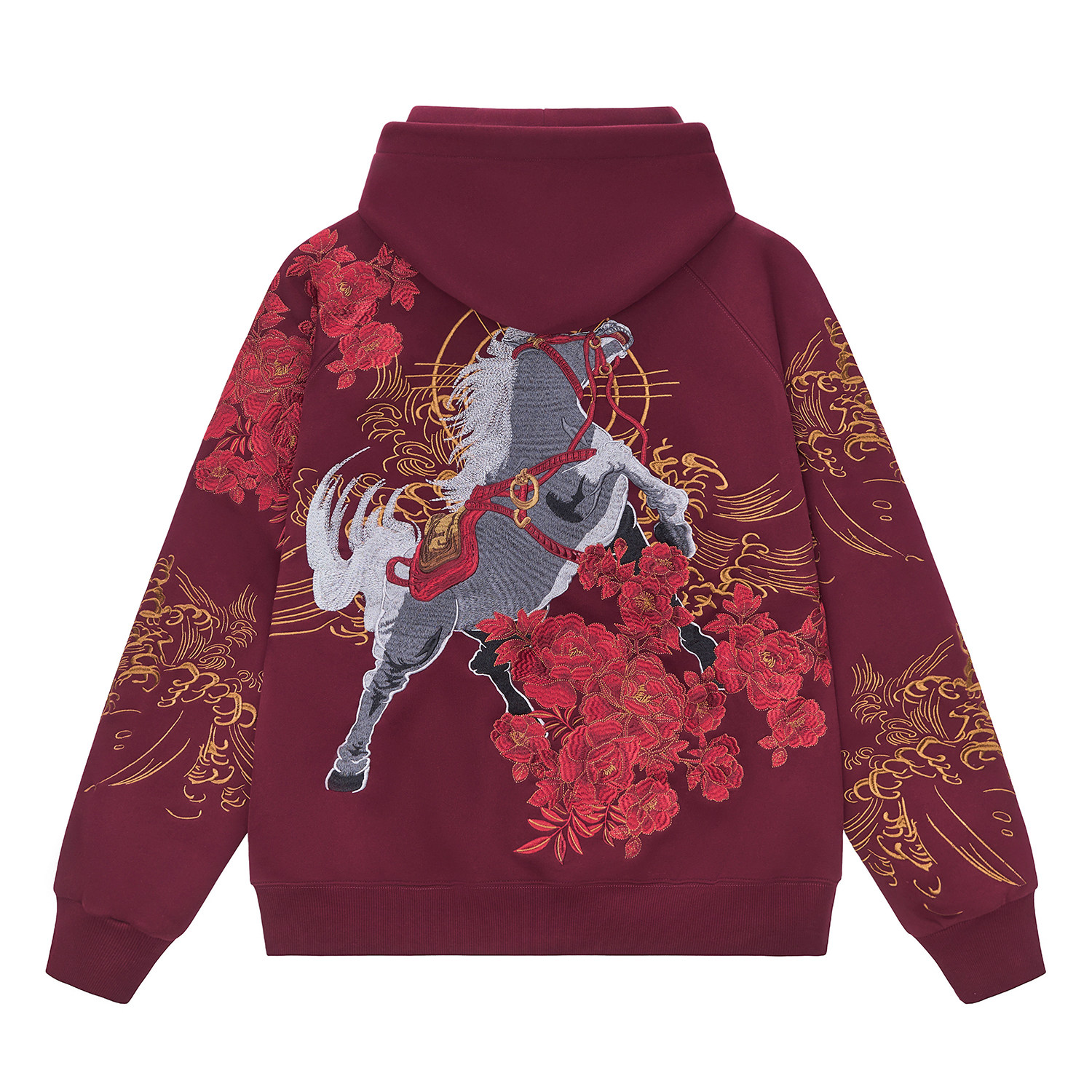 2026马年贺岁款加绒连帽卫衣潮牌男女中国风刺绣国潮