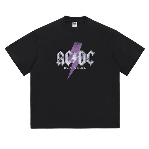 热石ACDC乐队闪电LOGO短袖T恤