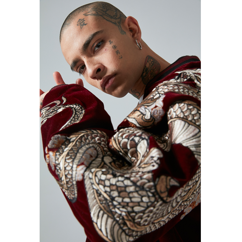 双龙刺绣夹克外套棒球服