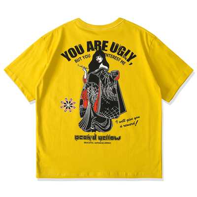 特 清 断码  爆音娘机车短袖恶女花魁纯棉潮牌T恤