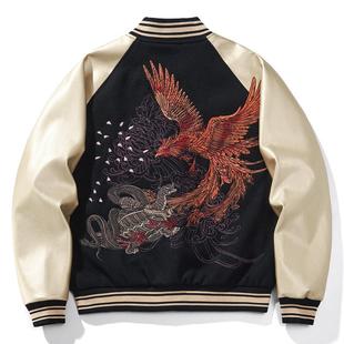特清货四神兽毛呢PU秋冬厚棒球服男刺绣夹克外套朱雀玄武青龙白虎