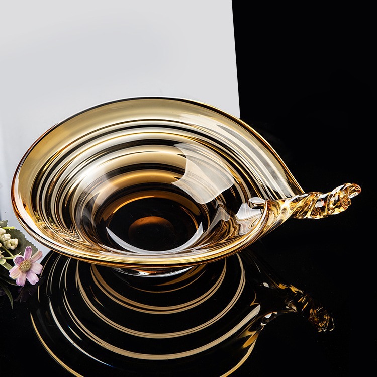 手作螺纹艺术琉璃大水果盘轻奢高档坚果糖果盘家用待客零食摆放盘