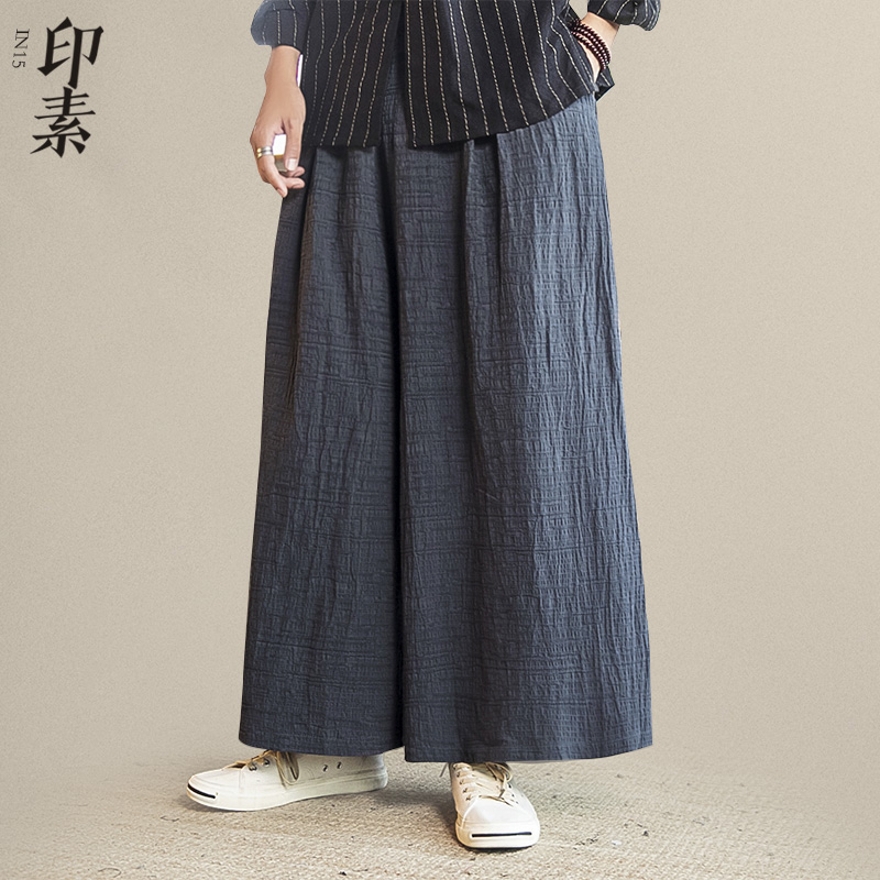中国风复古宽松亚麻裤
