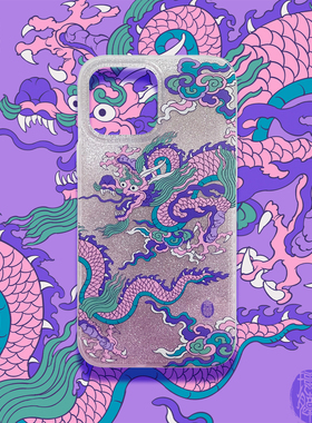 琯朗原创【清仓不退换】紫气东来生肖龙IMD大孔亮面闪粉手机壳