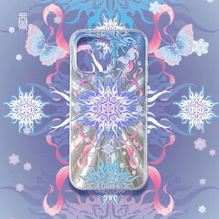 琯朗原创 逍遥灵境·雪神手机壳IMD大孔全包镭射亮面适用于苹果