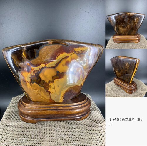 天然虎眼石已抛光高端玉石摆件