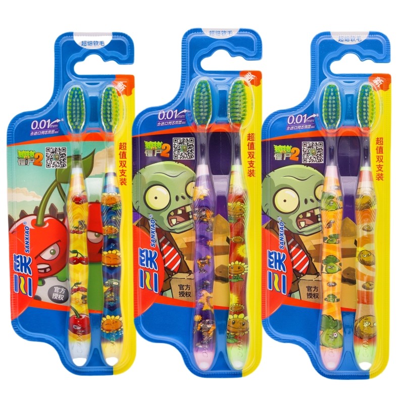 三笑植物大战僵尸双支装牙刷卡通