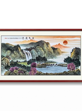 景德镇高档陶瓷手绘釉上彩山水瓷板陶瓷画客厅工艺品摆件壁画包邮