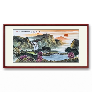景德镇陶瓷手绘釉上彩山水瓷板陶瓷画客厅工艺品摆件壁画包邮