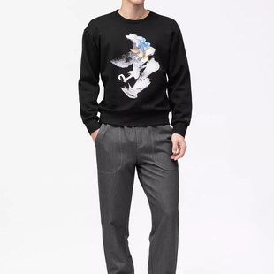 Q0DTX0131S利家冬季 舒适保暖休闲圆领透气吸湿印花卫衣T恤男 新款