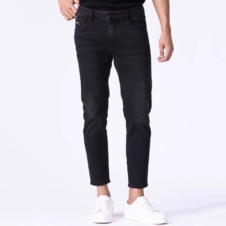 20DNZ20401利男冬季新款时尚商务修身保暖百搭低腰窄脚九分牛仔裤