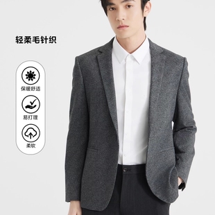 舒適流行修身 輕柔毛針織單西服外套男 商務(wù)新款 24QDX041SA利家秋季