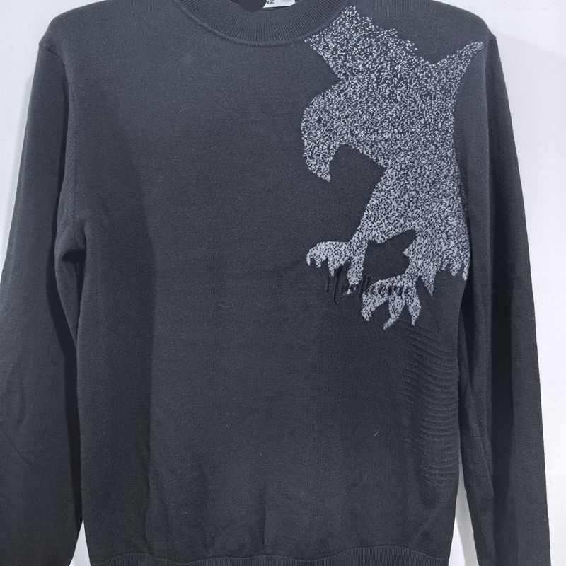 23DMS9111S利家冬季舒适新款内搭保暖动物提花圆领修身针织毛衣男