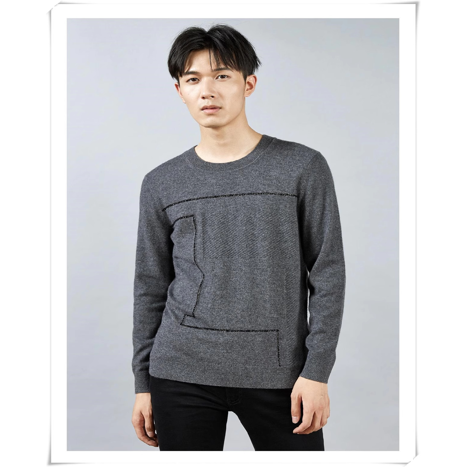 19DMS0041S 0042S男装秋冬季时尚圆领棉羊毛衫修身莱赛尔毛衣