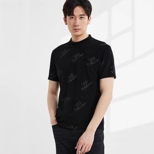 男 T恤衫 22QTX5071Y利家春秋时尚 流行帅气半高领字母印花休闲短袖