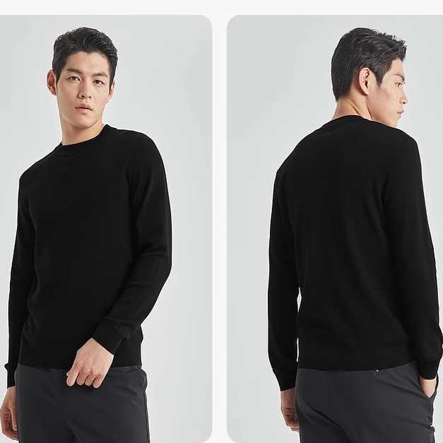 G4DMS0021 0022S利家男装冬季新款舒适纯色修身圆领针织长袖毛衣