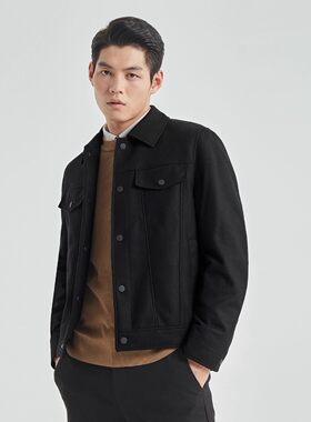 G4DYR0011 0012Y利家秋冬时尚帅气修身短款翻领呢子夹克外套男士