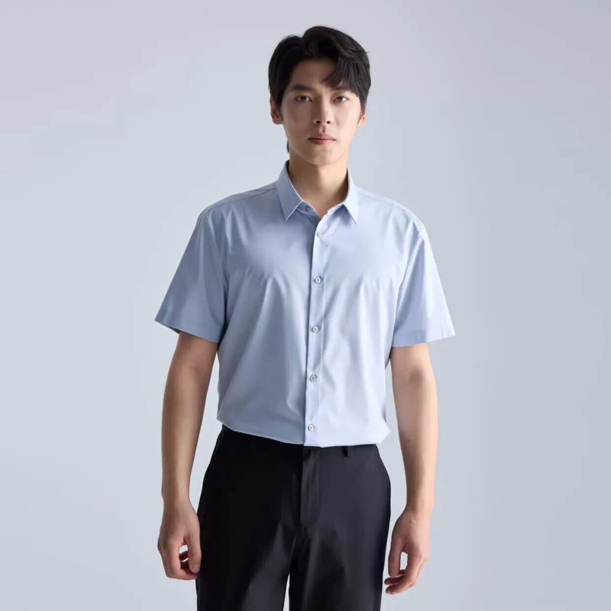 A5XZC0011 0012 0013 0014 0015S利家夏季纯色百搭修身短袖衬衫男图片