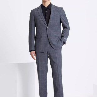 Q1CXF071SA專柜同款 時尚 商務潮流簡約百搭舒適格子修身 西服男 春季