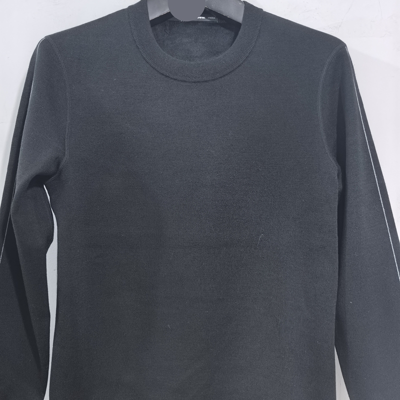 B4DMS8031S利家冬季舒适时尚通勤百搭加绒保暖圆领修身针织毛衣男