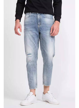 Q0XNZ20301 20101 00401利家男士夏季潮流百搭中腰小脚破洞牛仔裤