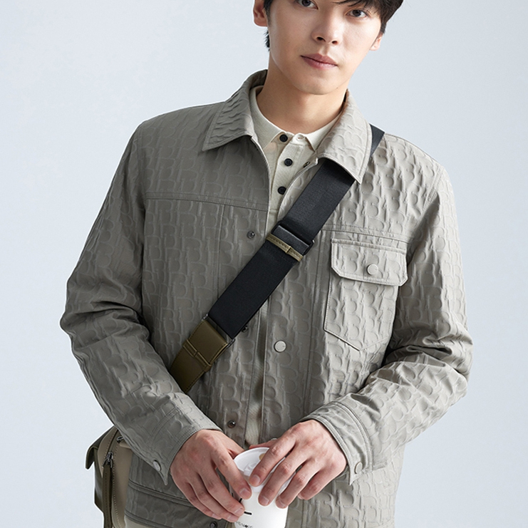 商务微皱翻领百搭羽绒服男