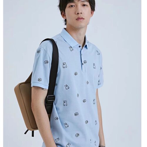 G1XTX1021 1023Y利家夏季青春流行纯棉刺绣翻领短袖T恤POLO衫男