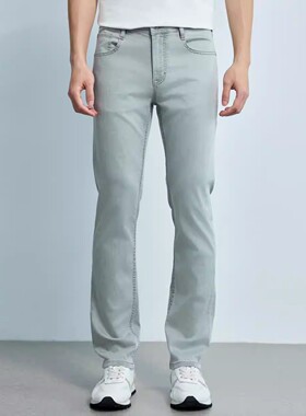 A6XNZ01501利家夏季新款舒适透气修身弹力百搭中腰小脚牛仔裤男士