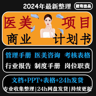 2024互联网 医美医疗美容行业分析报告创业商业计划书运营管理手