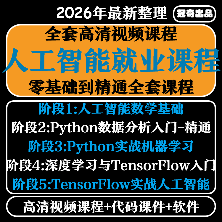 人工智能视频教程自学机器学习Python实战课程tensorflow深度学习