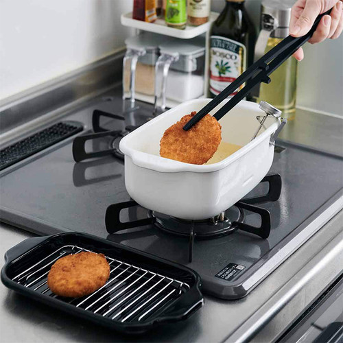 日本富士珐琅天妇罗方形油炸锅