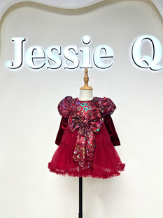 新款 Jessie 女童连衣裙秋季 裙子长袖 Q童装 甜美儿童公主裙