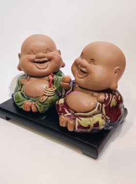 新婚入伙双胞胎开心宝宝陶瓷摆件