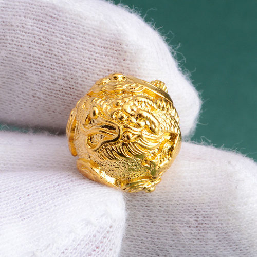 古法沙金转运珠散珠小珠子配件雕刻隔珠diy生肖龙珠子龙配件