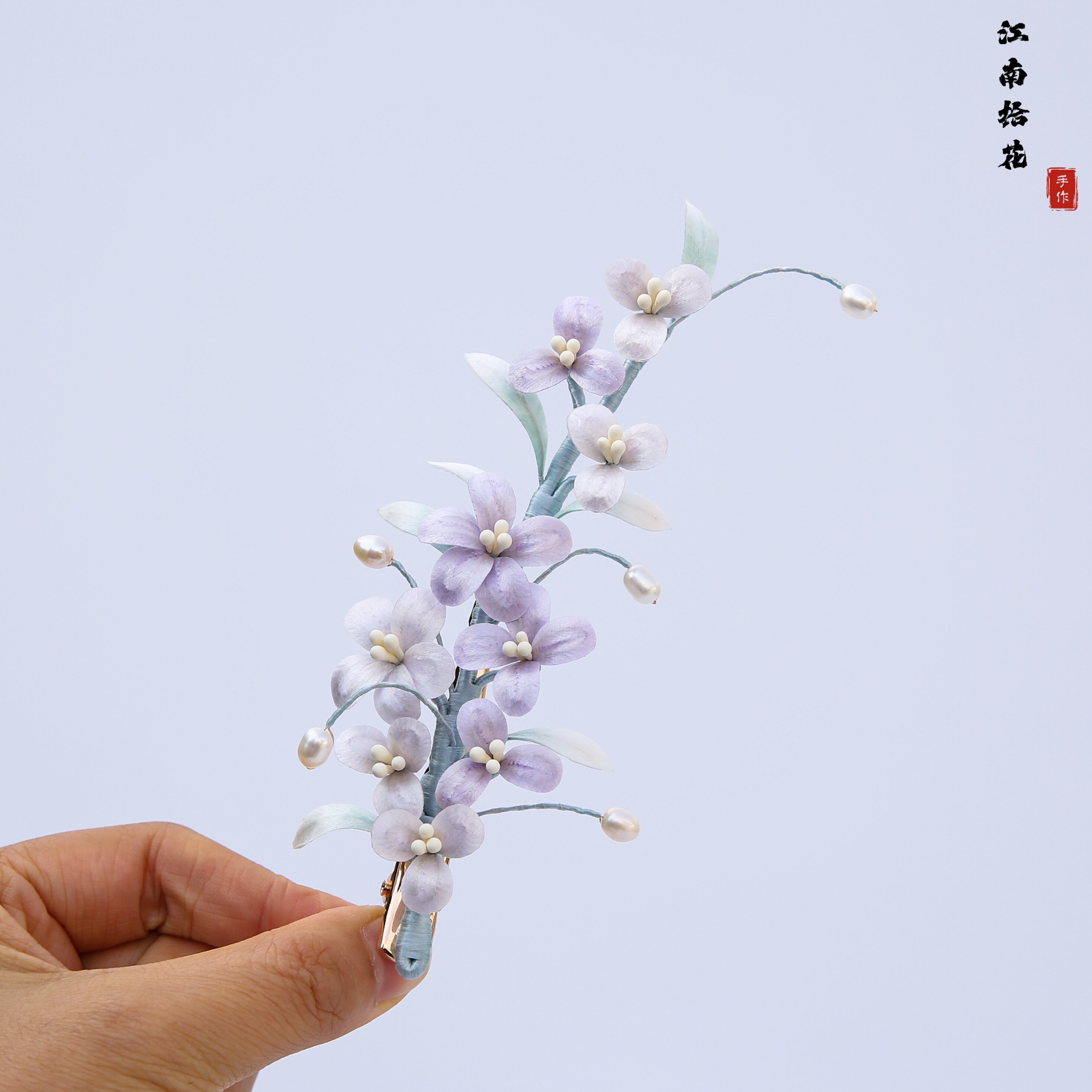 江南拾花  非遗手工蚕丝绒花发夹侧边夹丸子头日常发饰盘发对夹,饰品/流行首饰/时尚饰品新,发饰,淘宝优惠券,粉丝福利购,淘宝优惠卷